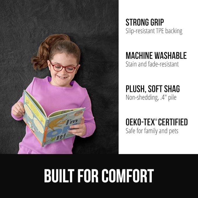 GORILLA GRIP Ultra Soft Washable Area Rug, Stain and Slip Resistant Plush Thick Carpet for Bedroom Living Room, No Shed Floor Rugs, Pet Friendly, Dorm Essentials, Kids Nursery Home Decor 4x6 Dark Gray