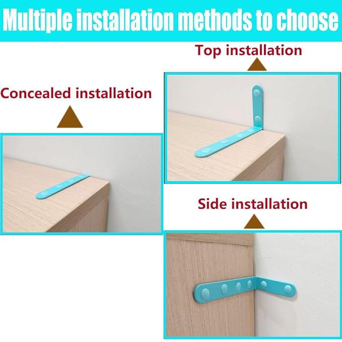 Anti Tip Furniture Anchors for Baby Pet Proofing,Furniture Wall Anchor Furniture Dresser Bookshelf Falling Prevention Device for Children (Blue)