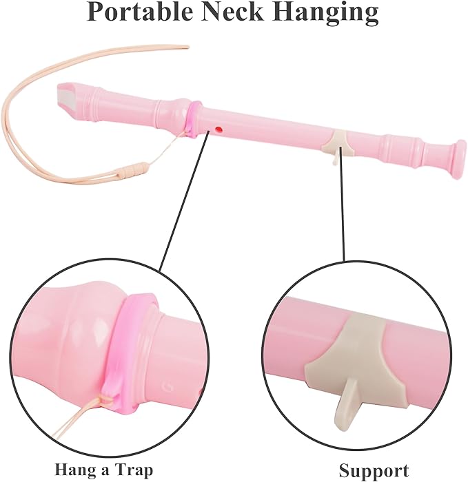 Recorder Instrument for Beginner Adults,8-Hole Soprano Descant Recorder Music Flute with Cleaning Rod & Case Bag For Home Entertainment(2-Pink Flamingo2)