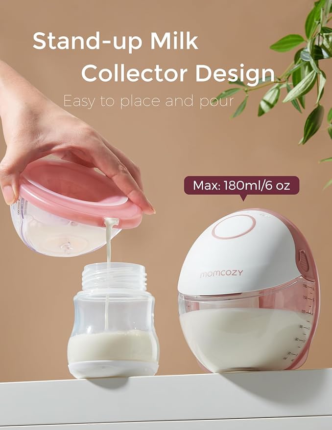 Momcozy Breast Pump Hands Free Mobile Style | M6, Wearable Breastfeeding Pump Ideal Rhythm for More Milk, DoubleFit Flange More Fit & Discreet with 3 Modes & 9 Levels, 24mm - 2 Pack Quill Gray