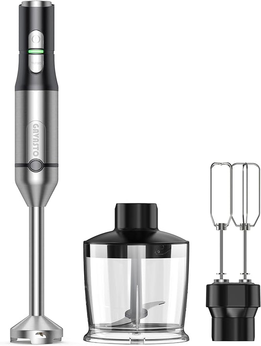 Immersion Blender RPM 16000±10% Hand Blender,15 Speed and Turbo Mode Hand Mixer, 3-in-1 Heavy Duty Copper Motor Stainless Steel Smart Stick with Egg Beaters and Chopper