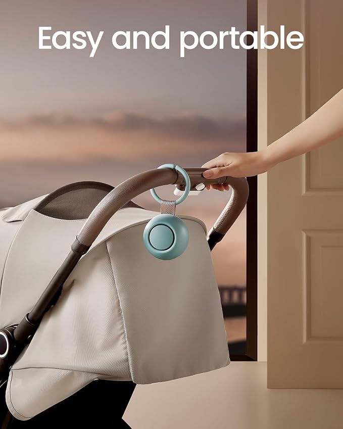 2025 Mom's Choice Awards, Portable Sound Machine for Baby Adult, AI Cry Detection, 18 Soothing Sound, Bluetooth Rechargeable White Noise Machine for Home Office Travel, Nursery Light, Cyan