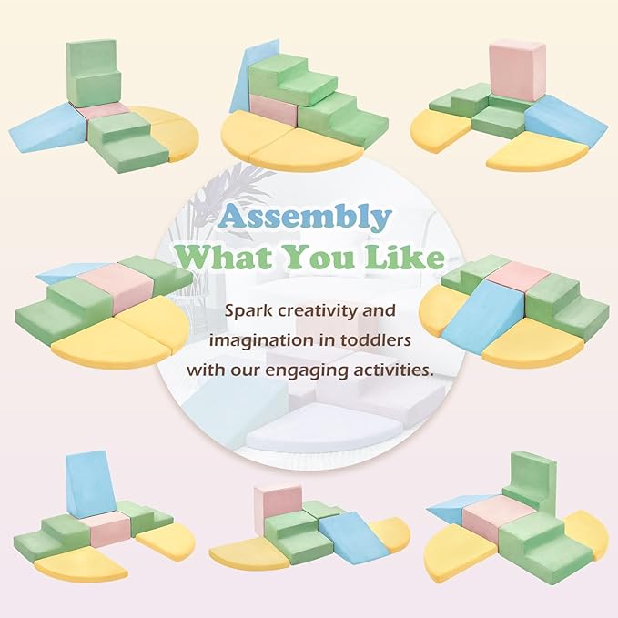 6 Pieces Climbing Toys for Toddlers, Climb & Crawl Soft Foam Block Activity Play Set, Foam Play Gym Climbing Blocks, Toddler Climbing Toys Indoor, Soft Foam Blocks for Kids Crawling and Sliding