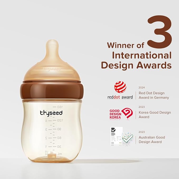 Thyseed PPSU Natural Anti-Colic Baby Bottles | Newborn Breast Like Nursing Bottle for Breastfed Babies with Nipple(1-2 Months),5oz,1pack
