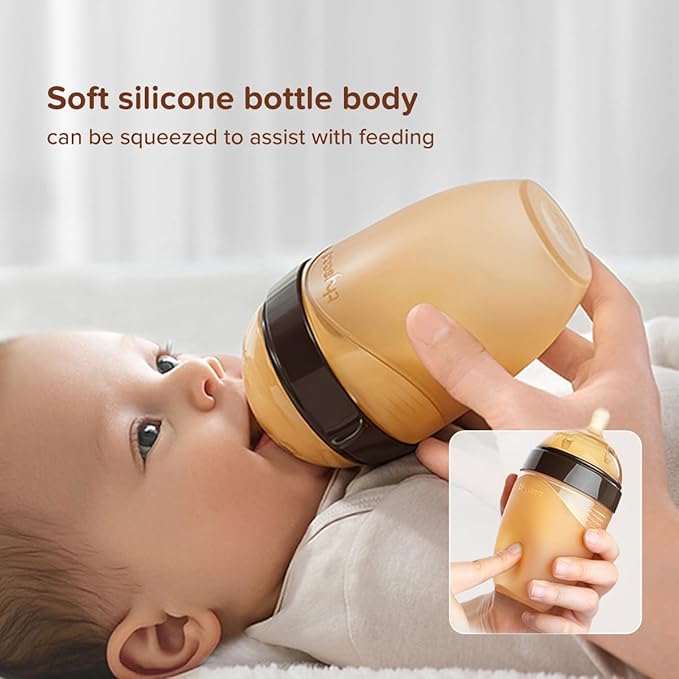 Silicone Natural Breast-Like Bottle with Nipple(7-10 Months),8oz，1pack