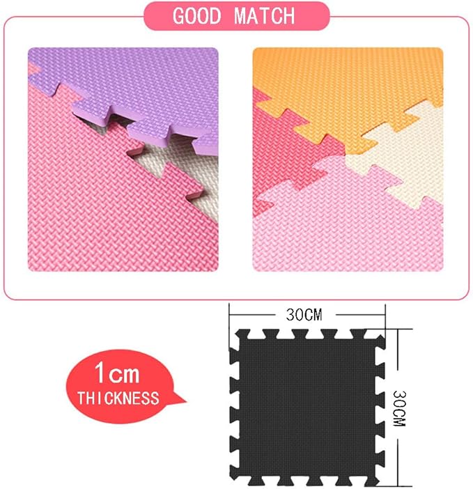 MQIAOHAM® 18 Pieces Puzzle Play Mats, Soft Baby Play Mat, Kids Interlocking Foam Floor Tiles, Toddlers Carpet Playmats G301018-109