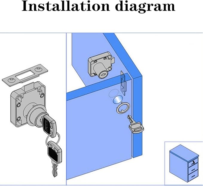 Automatic Lock Tongue Cabinet Drawer Lock & Forstner Drill Bit Furniture Locker Lock Showcase Lock Drilling Diameter 3/4"/19mm for (3/5"-/15mm -7/8"-/22mm) Door Panel
