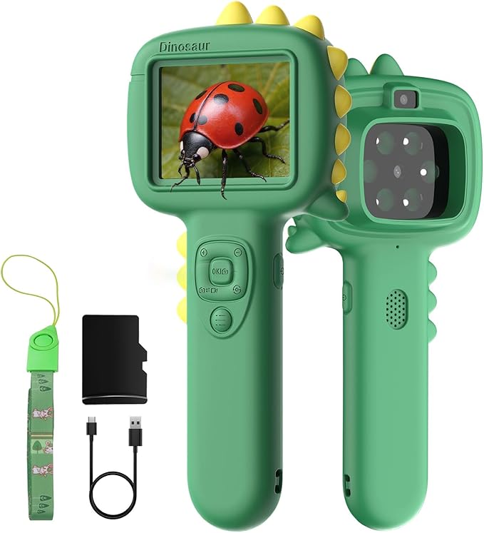 Microscope Camera for Kids Gifts Toys- Handheld Pocket Microscopes with 2.4" Screen and Autofocus - Mini Digital Educational Science Kit for Christmas Birthday for Age 3-5 5-7 8-12 Girls Boys (Green)