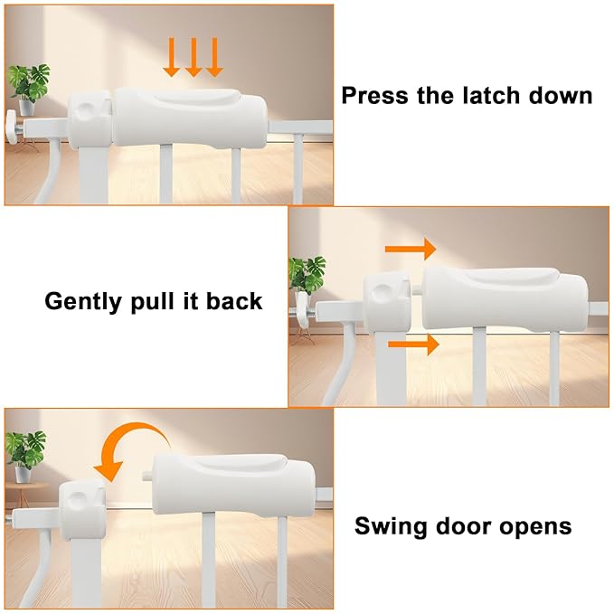 Extra Wide Baby Gate Extra Tall Dog Gate for Stairs Doorways White Metal Tension Child Pet Safety Gates with Pressure Mount 57.5-62 Inch