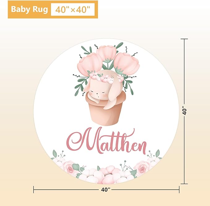 Custom Baby Crib Bedding Set - 5 Pcs Personalized Name Baby Crib Set with Double Layer Blanket - Soft Tulip Bunny Nursery Bedding Set for Girls Boys - Customized Gifts for Infants Toddlers