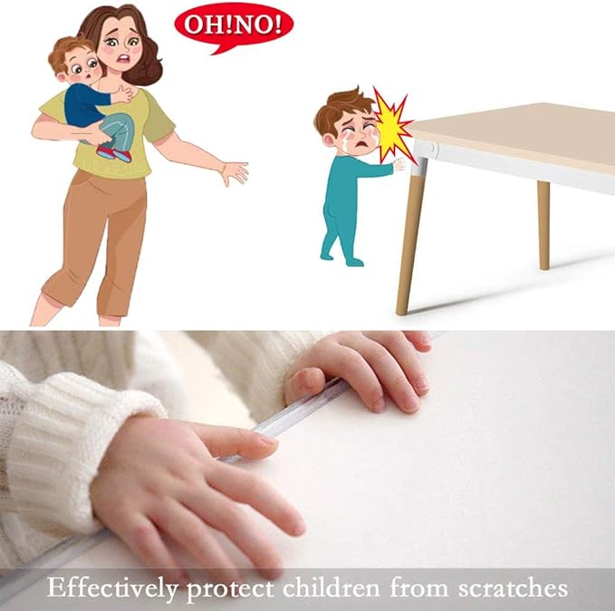 Edge Protector 100% Silicone, Baby Proofing Corners Clear Guards, Pre-Tape Adhesive Soft for Kids Safety, Child Table Cabinets Furniture Bumper (4/5x4/5 in, 6 FT)