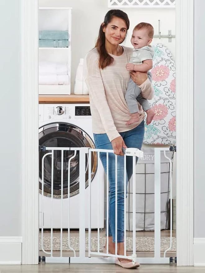Regalo 38.5-Inch Extra Wide Baby Gate – Pressure Mount Baby and Pet Safety Gate for Bottom of Stairs & Doorways – Tested and Trusted, American Designed, American Owned