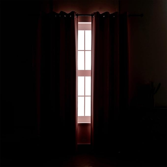 MIUCO Blackout Curtains Room Darkening Textured Grommet Window Curtains for Nursery Curtains 2 Panels 52x95 Inch Pink