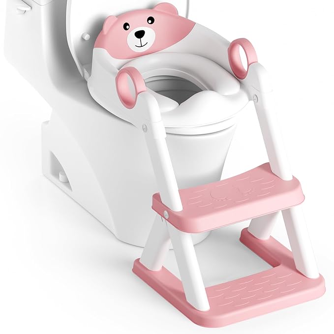 Potty Training Seat, Upgrade Toddler Toilet Seat for Kids Boys Girls, 2 in 1 Potty Training Toilet, Splash Guard Anti-Slip Pad Step Stool