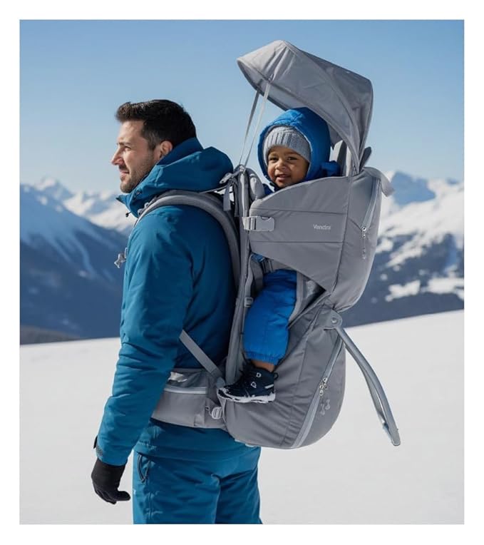 Vandra™ Glacier - Scandinavian Hiking Baby Carrier Backpack - Gravity Lock™ Hard-Shell Frame - Nest Child Carrier for Toddler & Kids - Dust Bag, Alu Tag & More Included