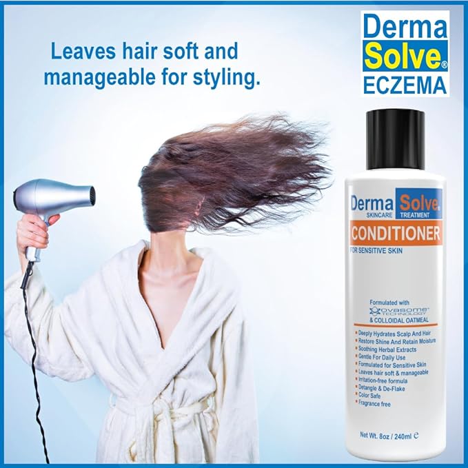 Eczema Shampoo & Conditioner (Combo Pack) - Flare Control Scalp & flake Relief Therapy that Protects, Moisturizes, and Repairs Skin by DermaSolve - Kids & Adults - Steroid Free