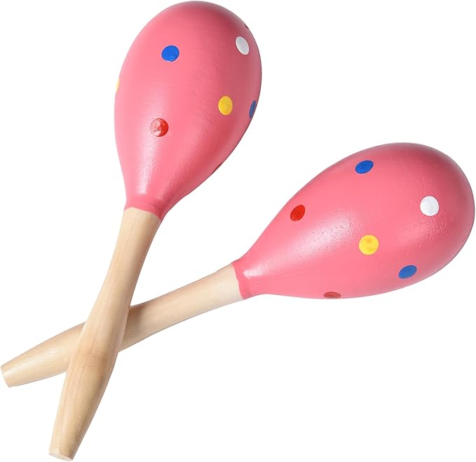Maracas for Adults Kids Babies, Wooden Maracas Shaker Musical Instrument, Pink