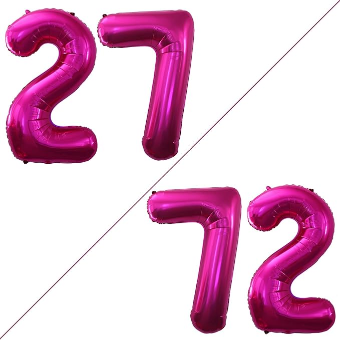 GOER Number 27 Balloons for 27th Birthday Party Decorations,42 Inch Jumbo Foil Helium 72 Balloons for 72nd Birthday Party Decoration (Bright Peach)