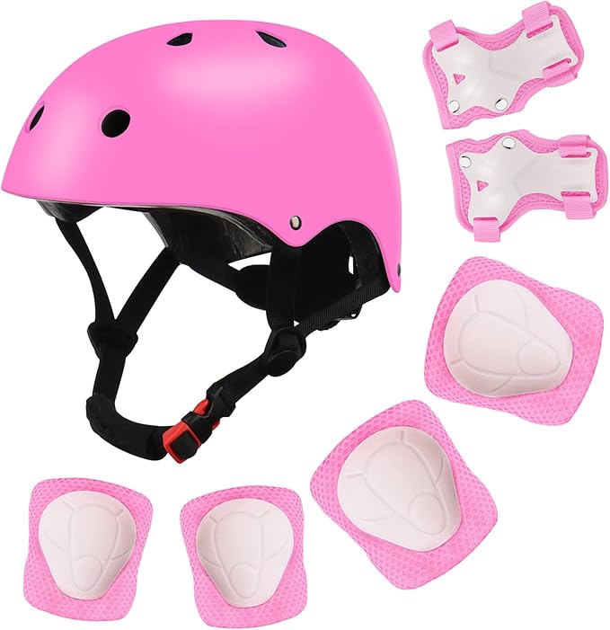 Color Gradient Adjustable Kids' Helmet with Knee & Elbow Pads Set | Multi-Sport Safety Gear for Boys & Girls Ages 5-14 | Skateboarding, Scooters, Roller & Inline Skating, Longboarding