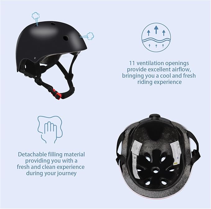 Color Gradient Adjustable Kids' Helmet with Knee & Elbow Pads Set | Multi-Sport Safety Gear for Boys & Girls Ages 5-14 | Skateboarding, Scooters, Roller & Inline Skating, Longboarding