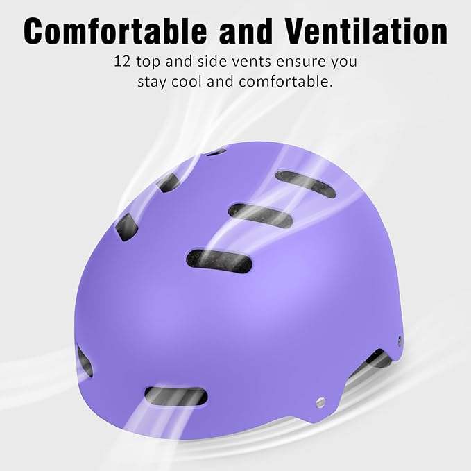 Skateboard Bike Helmet for Adults Women Men Youth Kids (2-3-5-8-14+ Years Boys Girls) - Lightweight Multi-Sport Adjustable Helmets for Bicycle Skateboard Scooter Skate Cycling