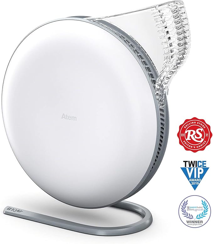 IQAir Atem Desk Air Purifier for Home, Office, Desktop, Small Room up to 150 sq ft, HyperHEPA Filter for Bacteria, Viruses, Allergens, Pets, Asthma, Pollen, Dust, Swiss Design, Made in Germany, White