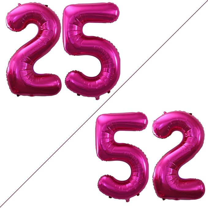 GOER Number 25 Balloons for 25th Birthday Party Decorations,42 Inch Jumbo Foil Helium 52 Balloons for 52nd Birthday Party Decoration (Bright Peach)