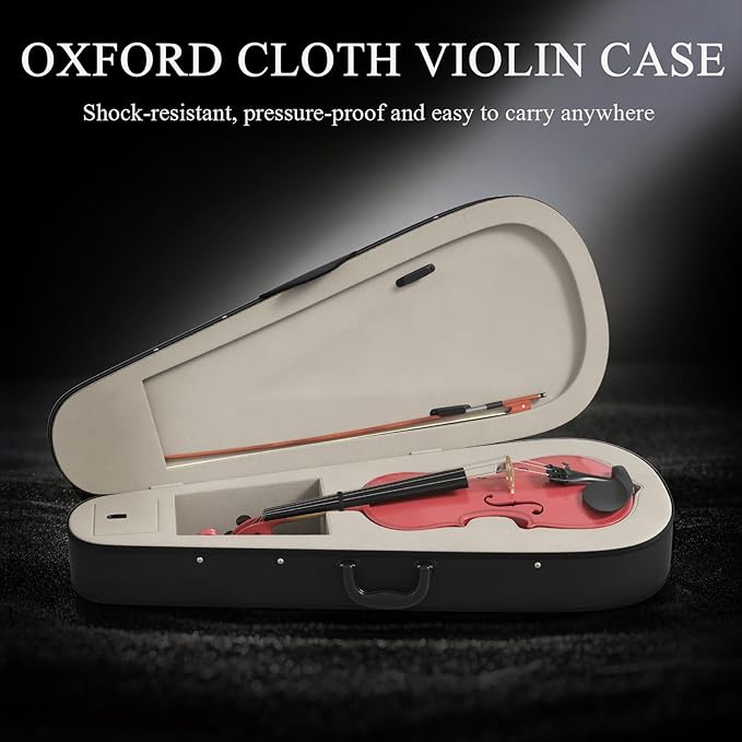 Beginner Violin 4/4, Full Size Violin for Adults, Teens, Student, Acoustic Fiddle Kit with Hard Case, Bow, Rosin, Bridge, Learners Age 12+ (Pink)