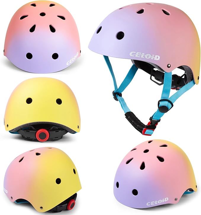Kids Bike Helmet,Toddler Skateboard Helmets for Ages 2-3-5-8-14 Years Boys Girls，Adjustable Multi-Sport Bicycle Skateboarding Football Roller Skating Scooter Rollerblade Balance Bike Helmet
