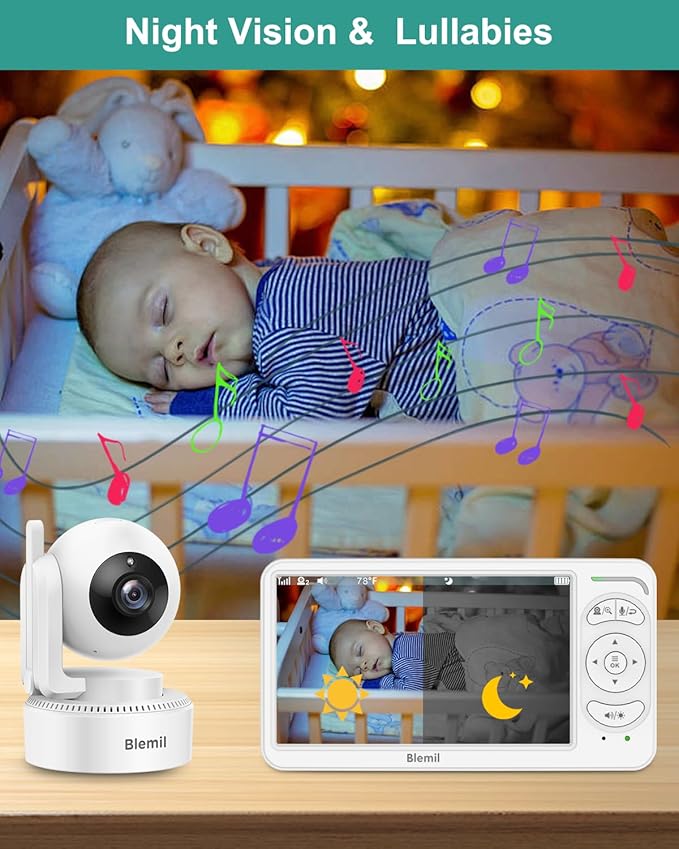6" Baby Monitor with 2 Cameras 4000mAh Battery Upgrade Split Screen Video Baby Monitor No WiFi Remote Pan-Tilt-Zoom Auto-Night Vision 150 Languages ECO Mode 2-Way Talk 1000FT (Ideal Condition)