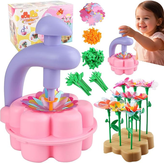 Fabric Flower Bouquets Toys, DIY Craft Kits Toys for Kids, Educational Arts & Crafts Toy, Build Your Own Flowers, DIY Creative Activity Christmas Birthday Gift for 4 5 6 7 8+ Year Old Toddler Girls