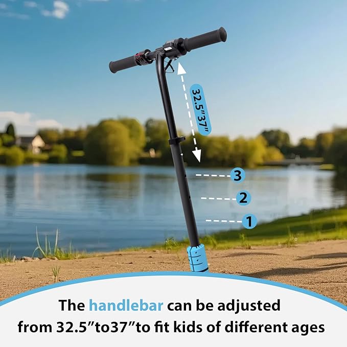 Foldable Children's Electric Scooter (Ages 6-14) - Top Speed 16 km/h, Maximum Range 8 km, 7-inch Illuminated Front Wheel, 6-inch Solid Rear Wheel