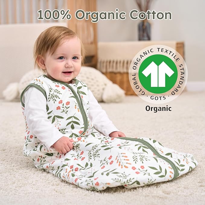 Yoofoss Baby Sleep Sack 12-18 Months, 1.5 Tog Baby Wearable Blanket with 2-Way Zipper, 100% Cotton Organic Fabric Winter Infant Sleeping Sack, Warm Soft Comfy