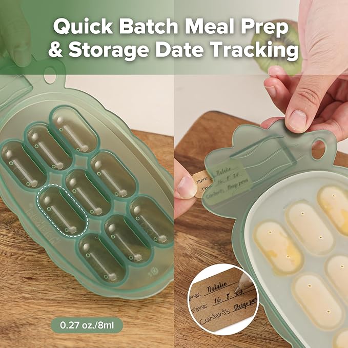 Haakaa Silicone Nibble Freezer Tray -Breastmilk Teething Popsicle Mold - Baby Fruit Food Feeder Teether Tray - Baby Food Maker - Ice Cube Tray - 4 Months+ Babies - BPA Free Silicone -Green