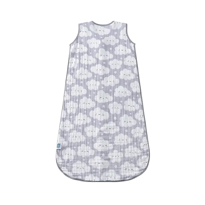 Baby Sleep Sack 2-4 T Baby Wearable Blanket 100% Organic Cotton 0.5 TOG Toddler Sleep Sacks 2- Way Zipper Soft 4 Layers 2T 3T 4T Cloud