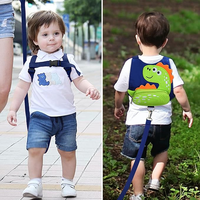 Accmor Toddler Harness Leash, Cute Dinosaur Kids Harness Children Leash with Anti Lost Wrist Link for Outdoor Travel, Adorable Child Leash Walking Harness Wristband Assistant Strap for Baby Ages1-4