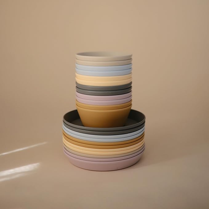 mushie Round Dinnerware Bowls for Kids | Made in Denmark, Set of 2 (Soft Lilac)