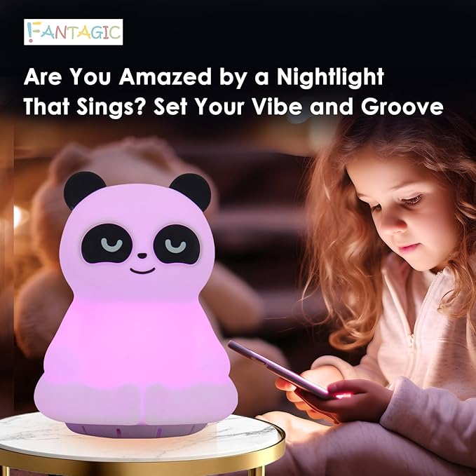 Combined Bluetooth Speaker & LED Nightlight With 9 Color Emissions, Child Friendly Silicone & BPA Free Monkey, USB Recharging, Receives Audio From Computer, Phone Or Tablet, Remote Control (Panda)