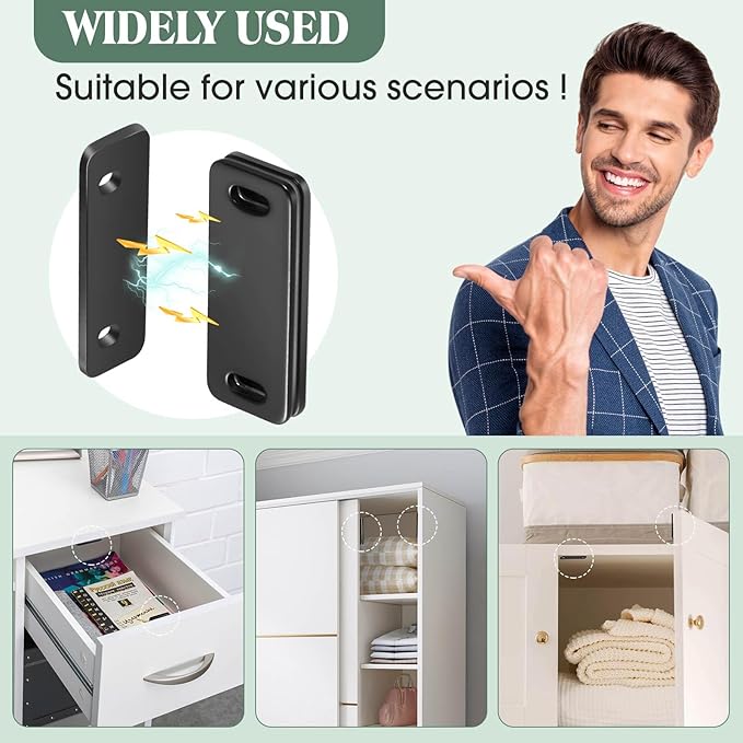 Ultra Thin Cabinet Door Magnets Catch,Magnetic Door Catch,Cabinet Latch Magnetic Closures for Kitchen Closet and Cupboard Wardrobe (White Magnetic 8P)