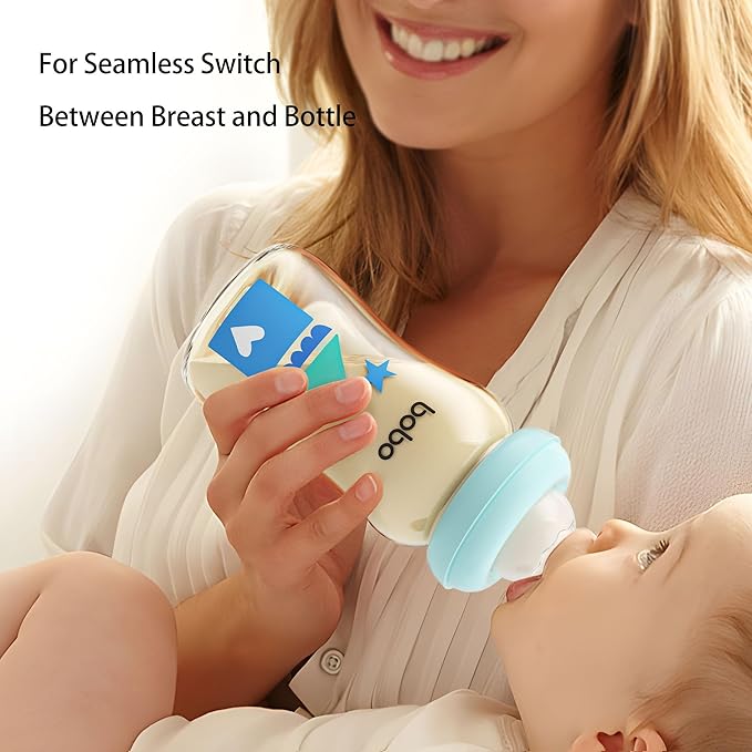 YOHKOH PPSU Baby Bottle Wide Neck, Newborn Anti-Colic Baby Bottle with Natural Response Nipple, Streamlined Body, Easy to Clean (8.8oz (Pack of 2), Blue)