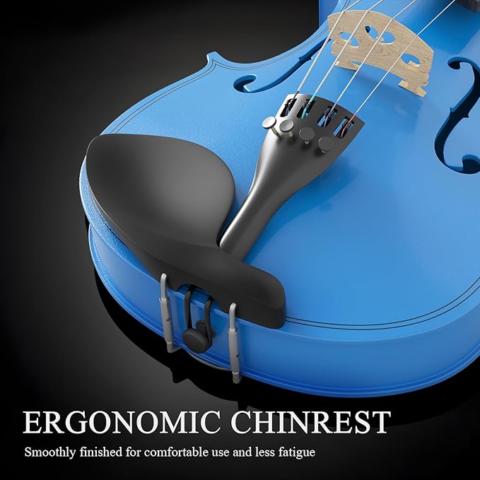 4/4 Beginner Violin Kit for Adults, Complete Full Size Violin Set with Portable Case, Bow, Rosin, Dark Blue