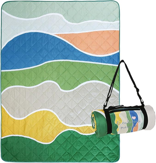 Exclusivo Mezcla Waterproof Picnic Blanket 60x80 Inches Large Multicolor Floral Polyester Sandproof Modern Camping Blanket