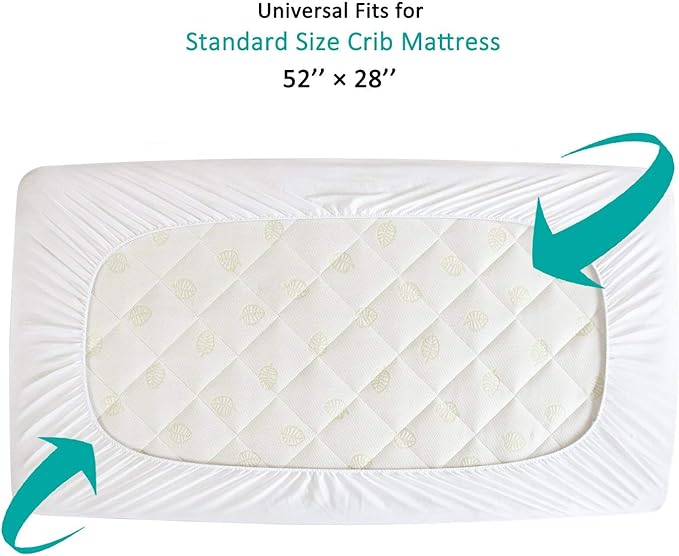 Waterproof Crib Mattress Protector 2 Pack Fitted Crib Sheets Cover Toddler Bed Mattress Pad Protector for Boys Girls, Skin-Friendly & 100% Absorbent Machine Wash