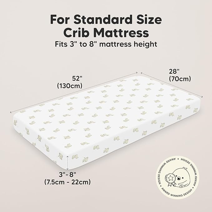KeaBabies 2-Pack Organic Crib Sheets for Boys, Girls - 52x28 Fitted Crib Mattress Sheet Neutral, Breathable Jersey Cotton Cover for Baby Bed, Toddler Mattress, Soft & Cute Prints (Elly)