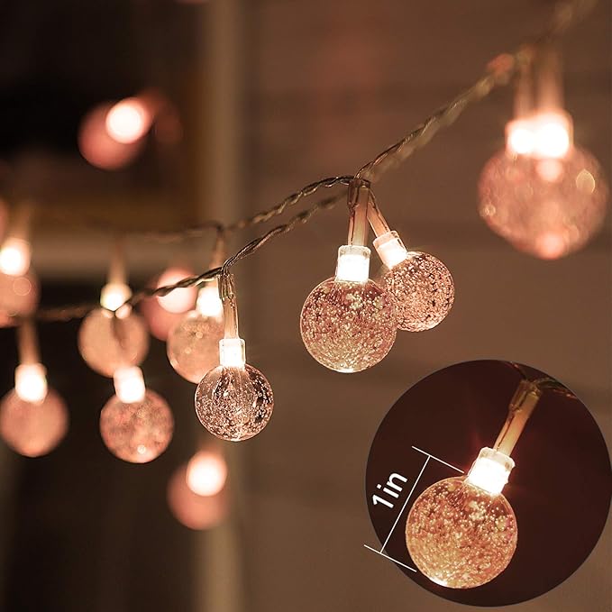 Color Changing String Lights Plug in, 33ft 60LED Connectable Crystal Globe String Lights Remote, Decorative Outdoor Twinkle Lights for Girl Gift Bedroom Patio Garden Tent Camp Party Christmas Décor