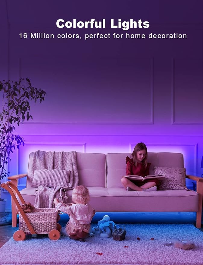 DAYBETTER Smart RGB Led Strip Lights, 300ft Led Lights for Bedroom with App Control, Multicolor Changing Led Light Strips Apply for Home Decor, Living Room, Kitchen, Home Party Decoration