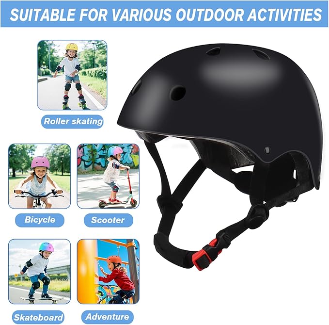 Color Gradient Adjustable Kids' Helmet with Knee & Elbow Pads Set | Multi-Sport Safety Gear for Boys & Girls Ages 5-14 | Skateboarding, Scooters, Roller & Inline Skating, Longboarding