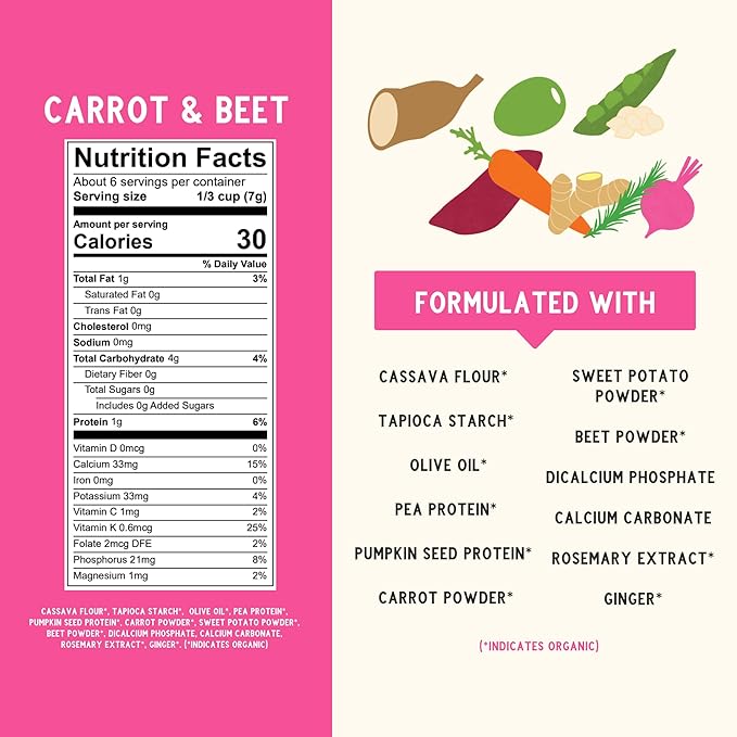 Serenity Kids 6+ Month Grain-Free Baby Veggie Puffs - No Added Sugar - Gluten-, Rice-, Dairy- & Soy-Free - Organic Cassava, Carrot & Beet - Portable Toddler Snacks - 1.5 Oz, 6 Pack