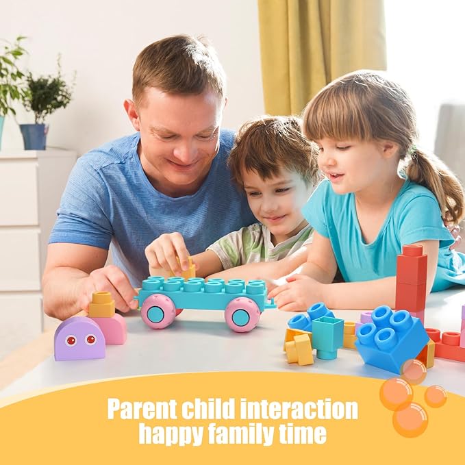 Soft Block Sets for Toddler Aged 2 3 4 5 6 Years Old.Preschool Toy for Early Childhood Education and I-Interactive.Toddler Block Toys with 101 Pieces and Storage Bag.Gift Ideas for Kids Age 18+ mouths