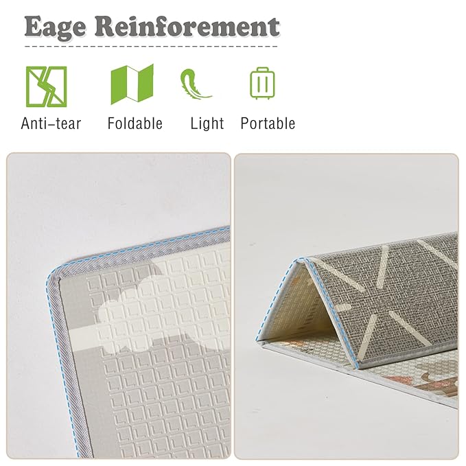 Fodoss Baby Play Mat, 47x47inch Play Mat, 0.4 in Thick Waterproof Playmat for Babies, Foldable Play Mat for Small Baby Playpen, Small Spaces